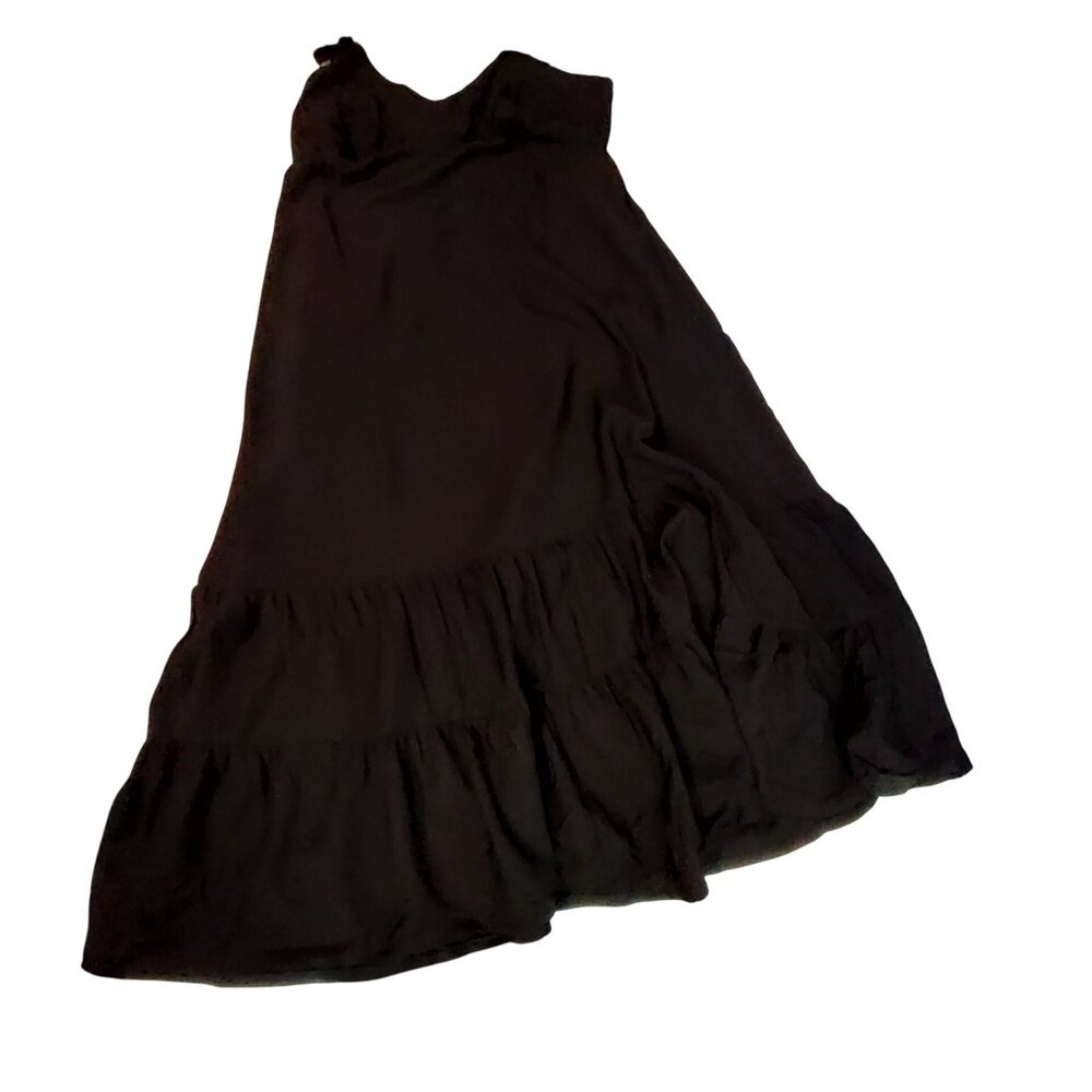 A New Day Black Sleeveless Maxi Dress XXL Rayon/Nylon Lightweight Flowy Design
